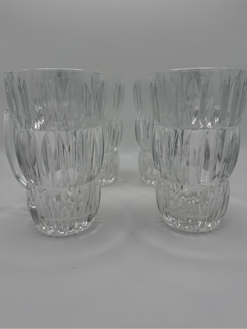 Vintage Mikasa Royal Suite Clear Ribbed Glass Coffee Mugs - Set of 4